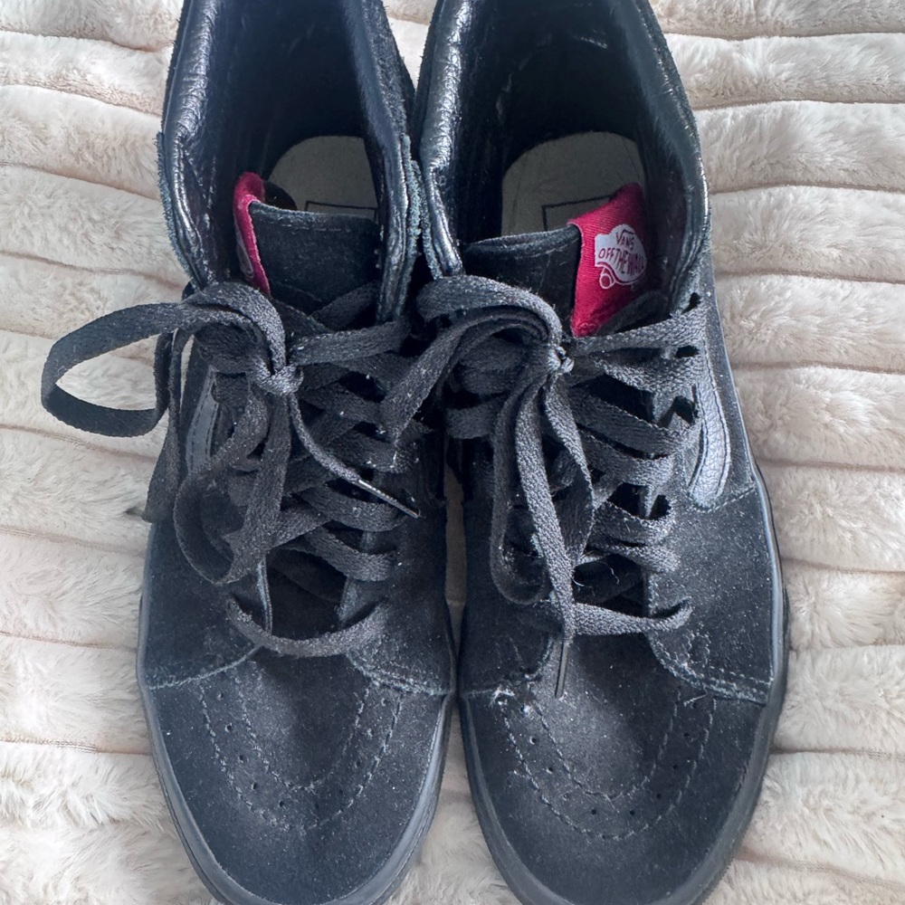 Vans Black High-Top Sneakers with Pink Tongue Label